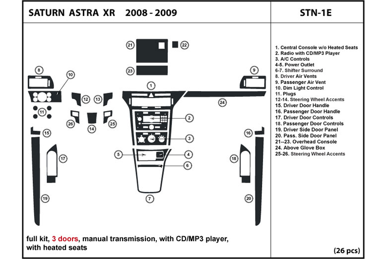 DL Auto™ Saturn Astra 2008 Dash Kits