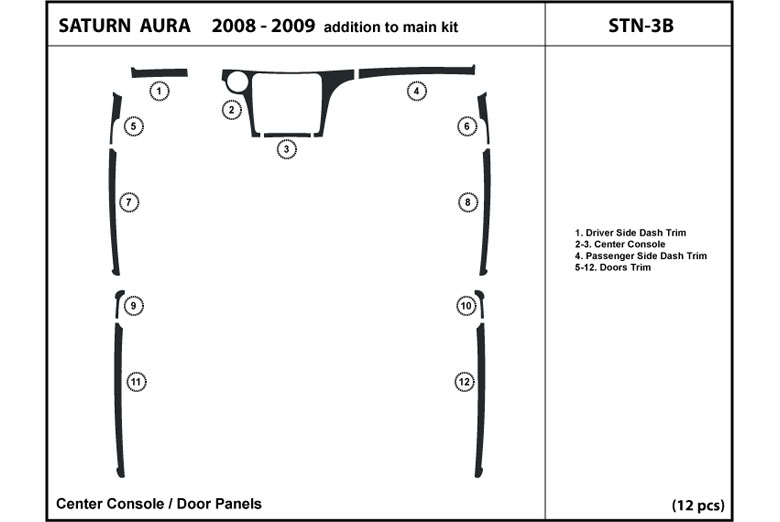 2008 Saturn Aura DL Auto Dash Kit Diagram
