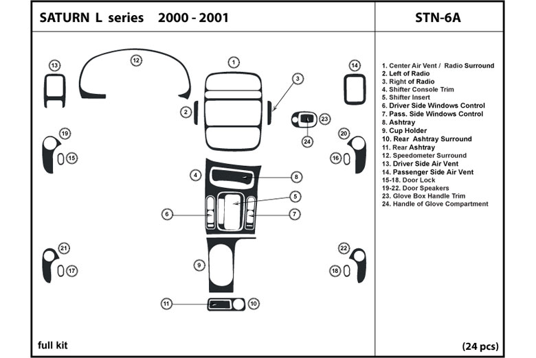 2000 Saturn L-Series DL Auto Dash Kit Diagram