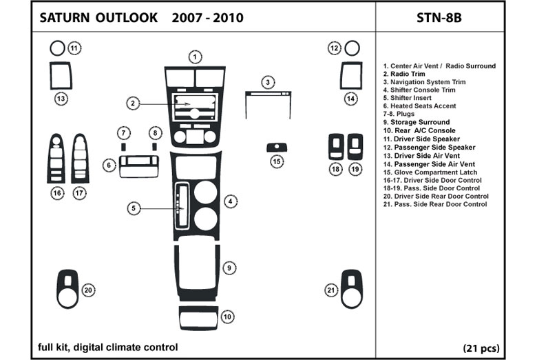 DL Auto™ Saturn Outlook 2007-2010 Dash Kits