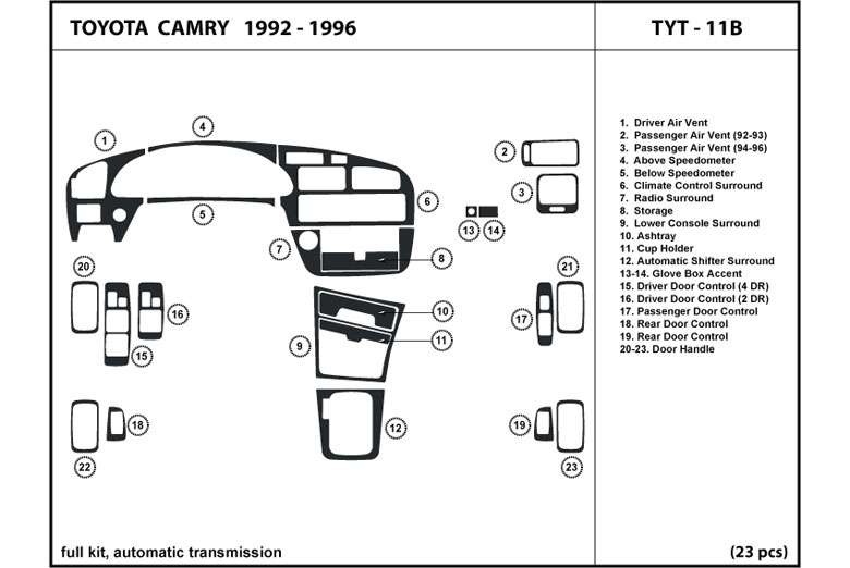 DL Auto™ Toyota Camry 1992-1996 Dash Kits