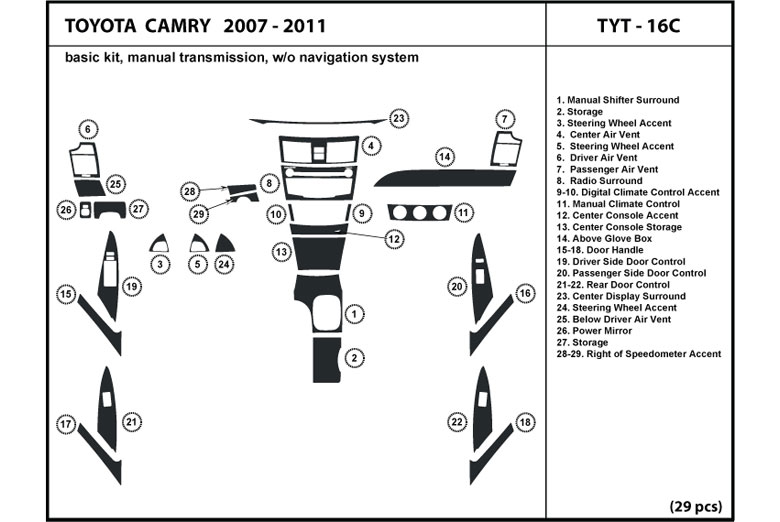 DL Auto™ Toyota Camry 2007-2011 Dash Kits