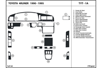 1991 Toyota 4Runner DL Auto Dash Kit Diagram