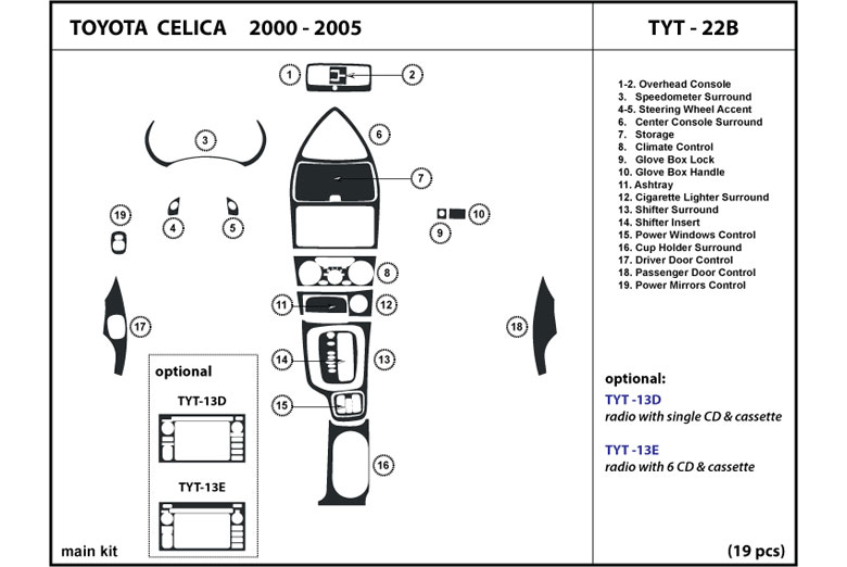 DL Auto™ Toyota Celica 2000-2005 Dash Kits