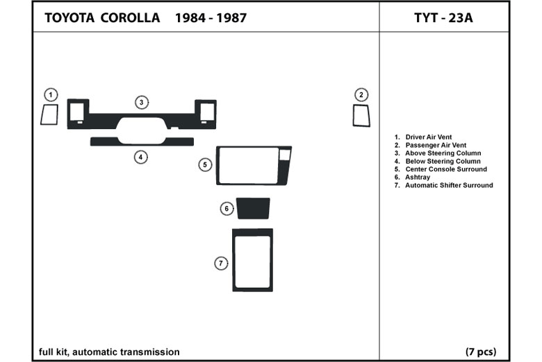 DL Auto™ Toyota Corolla 1984-1987 Dash Kits