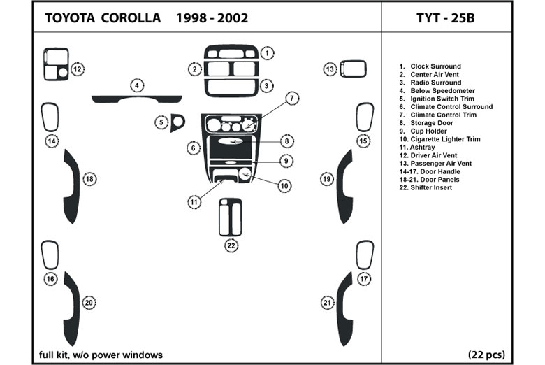 DL Auto™ Toyota Corolla 1998-2002 Dash Kits