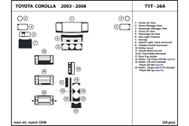 2006 Toyota Corolla DL Auto Dash Kit Diagram