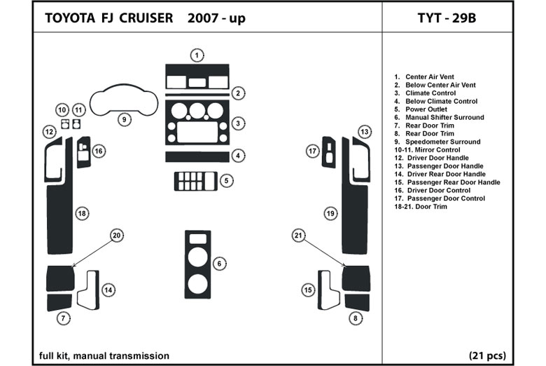 2007 Toyota FJ Cruiser DL Auto Dash Kit Diagram