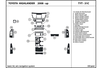 2010 Toyota Highlander DL Auto Dash Kit Diagram