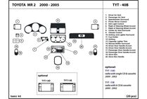 2000 Toyota MR2 DL Auto Dash Kit Diagram