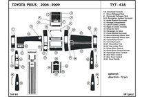 2009 Toyota Prius DL Auto Dash Kit Diagram