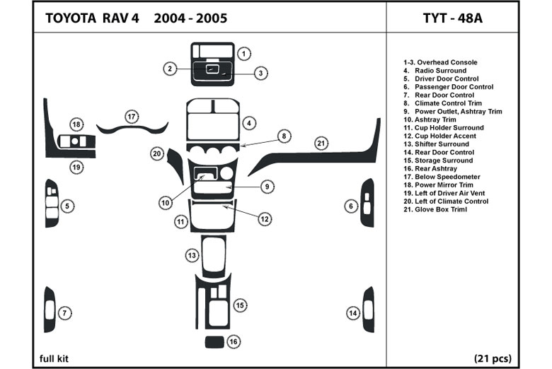 2004 Toyota Rav4 DL Auto Dash Kit Diagram
