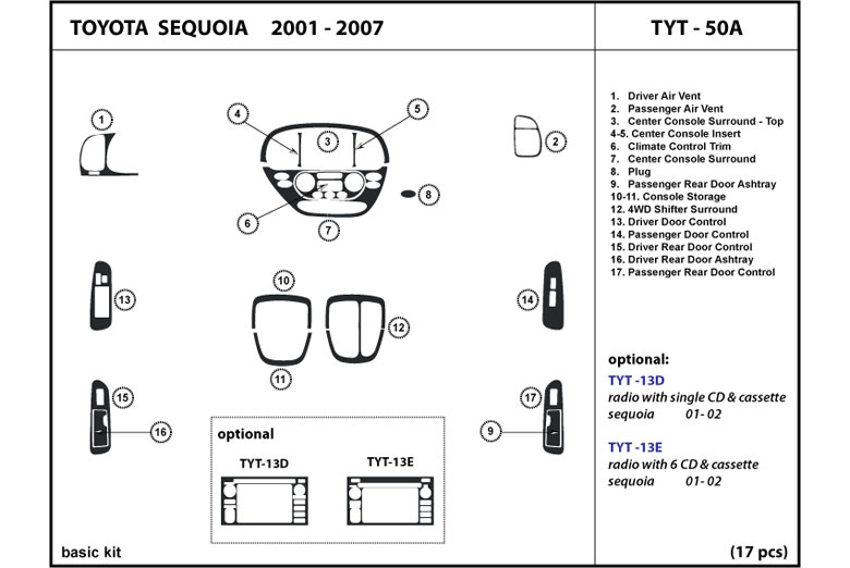 DL Auto™ Toyota Sequoia 2001-2007 Dash Kits