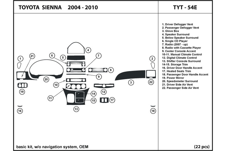 DL Auto™ Toyota Sienna 2004-2010 Dash Kits