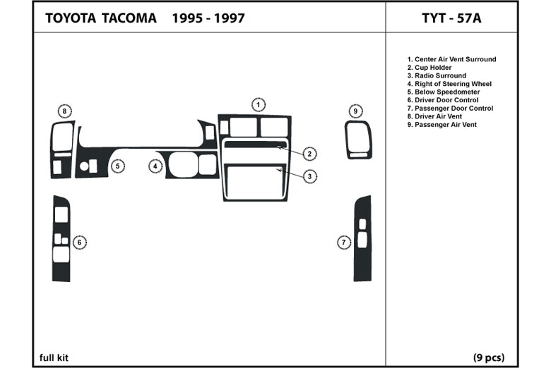 1995 Toyota Tacoma DL Auto Dash Kit Diagram