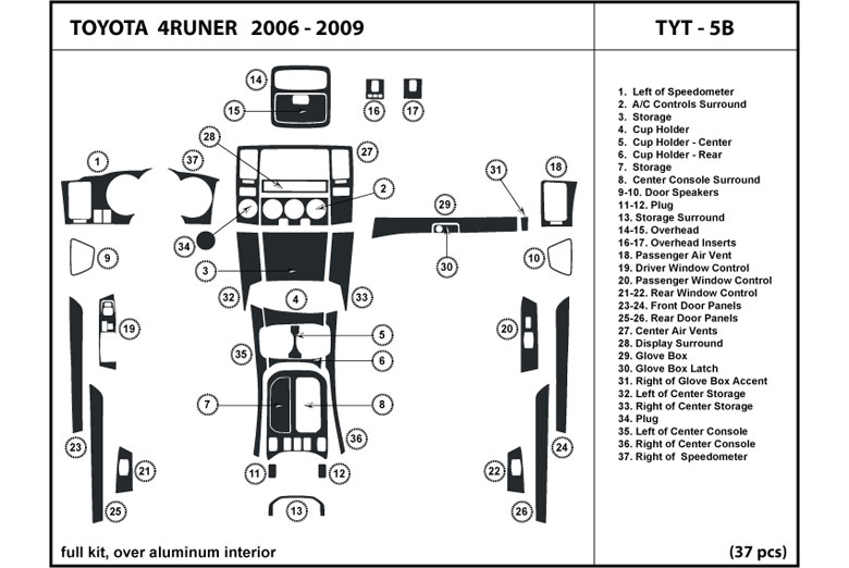 2006 Toyota 4Runner DL Auto Dash Kit Diagram