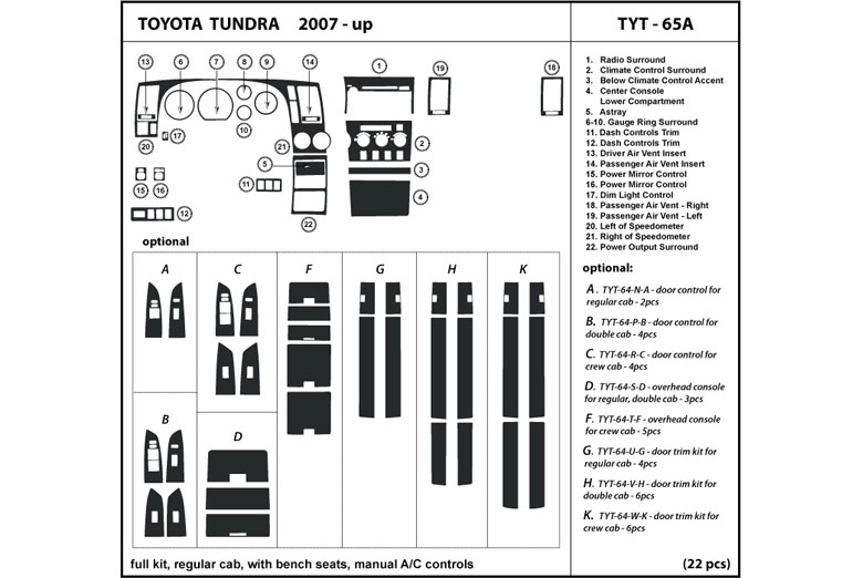 2007 Toyota Tundra DL Auto Dash Kit Diagram