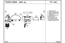 2010 Toyota Venza DL Auto Dash Kit Diagram