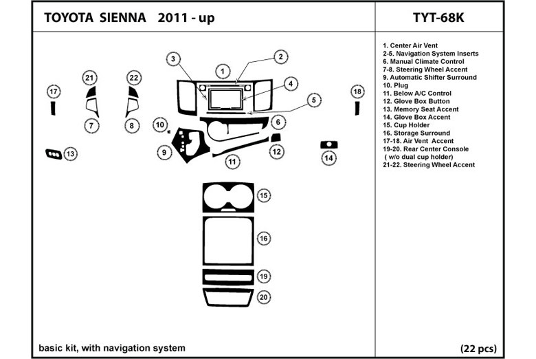 DL Auto™ Toyota Sienna 2011-2012 Dash Kits
