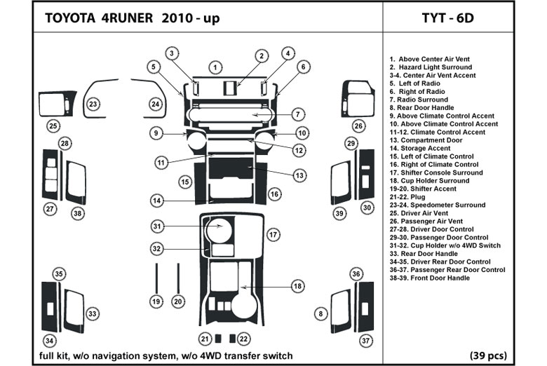 DL Auto™ Toyota 4Runner 2010-2011 Dash Kits