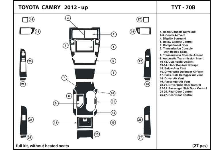 DL Auto™ Toyota Camry 2012 Dash Kits