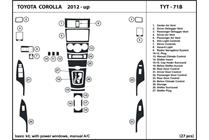 2012 Toyota Corolla DL Auto Dash Kit Diagram
