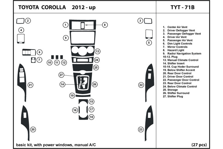 DL Auto™ Toyota Corolla 2012-2013 Dash Kits