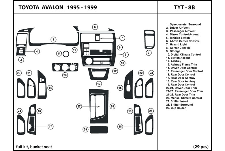 1995 Toyota Avalon DL Auto Dash Kit Diagram