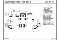 1999 Volkswagen Beetle DL Auto Dash Kit Diagram