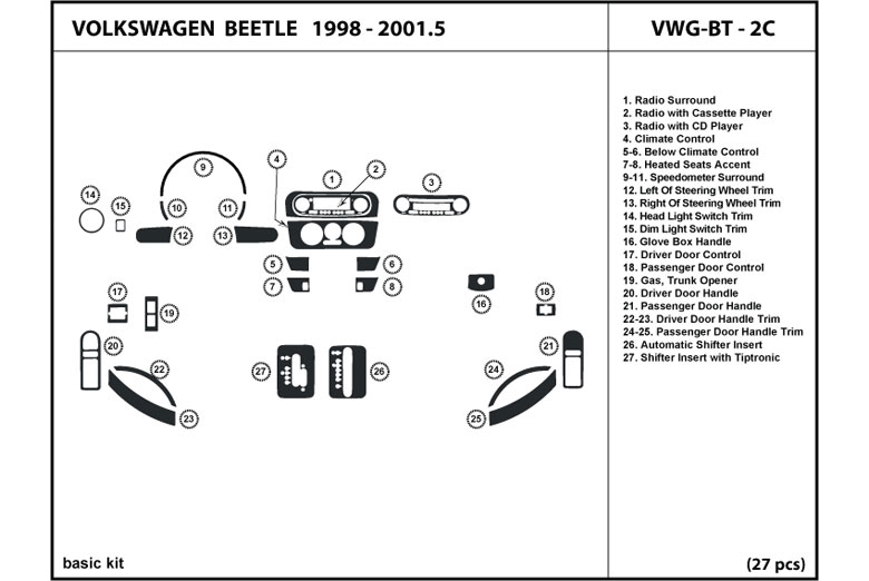 DL Auto™ Volkswagen Beetle 1998-2001 Dash Kits