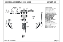 2005 Volkswagen Beetle DL Auto Dash Kit Diagram