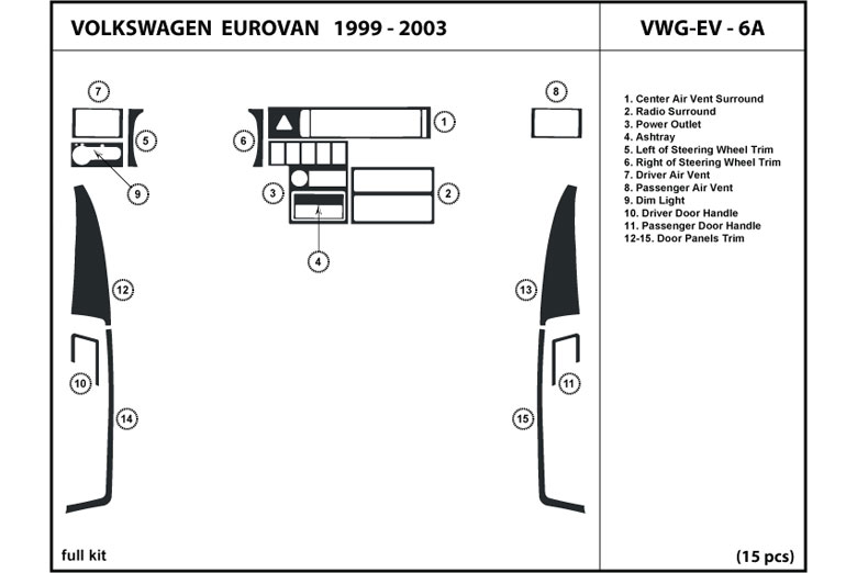 DL Auto™ Volkswagen EuroVan 1999-2003 Dash Kits