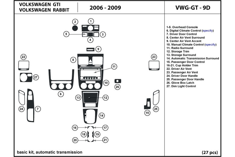 DL Auto™ Volkswagen Rabbit 2006-2009 Dash Kits