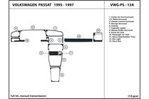 1997 Volkswagen Passat DL Auto Dash Kit Diagram