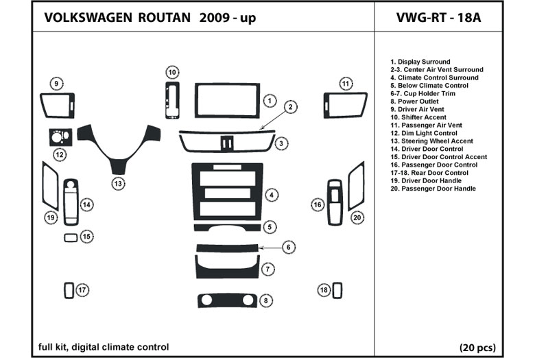 2009 Volkswagen Routan DL Auto Dash Kit Diagram
