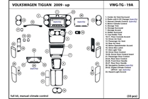 2011 Volkswagen Tiguan DL Auto Dash Kit Diagram