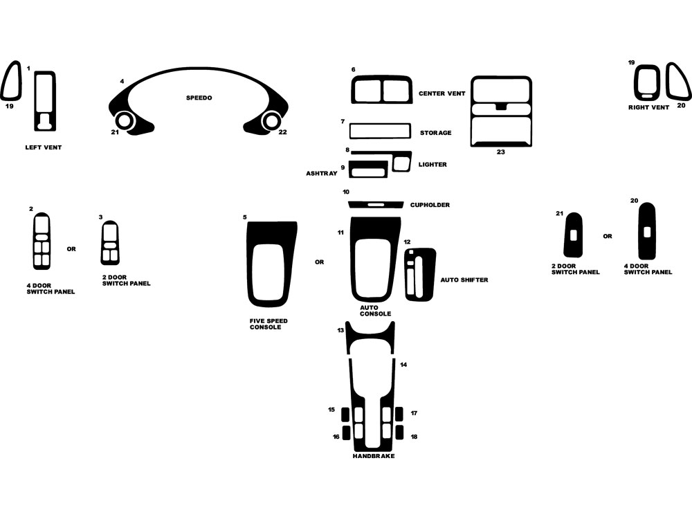 Acura Integra 1994-2001 Dash Kit Diagram