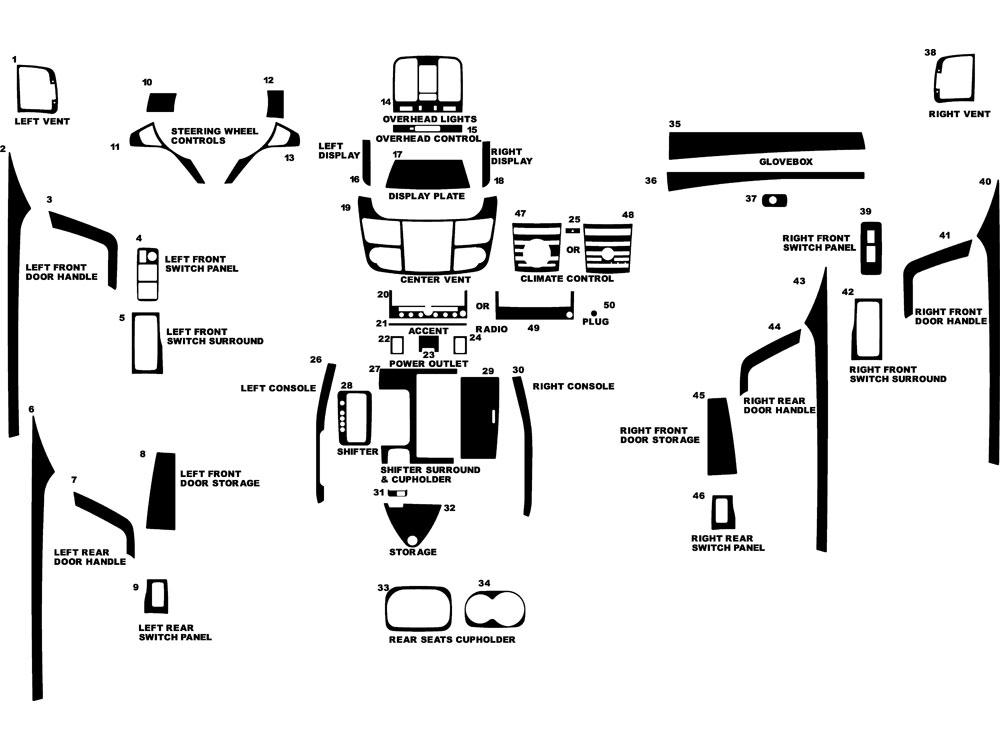 Acura RDX 2007-2012 Dash Kit Diagram
