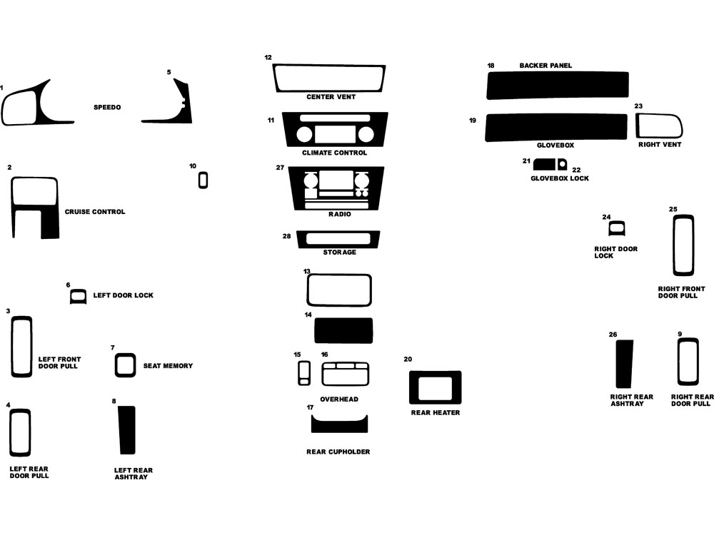 Acura RL 1996-1998 Dash Kit Diagram