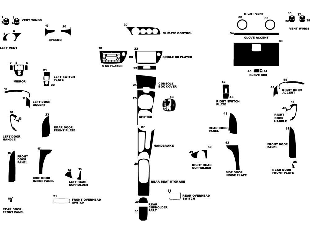 Acura RSX 2002-2006 Dash Kit Diagram