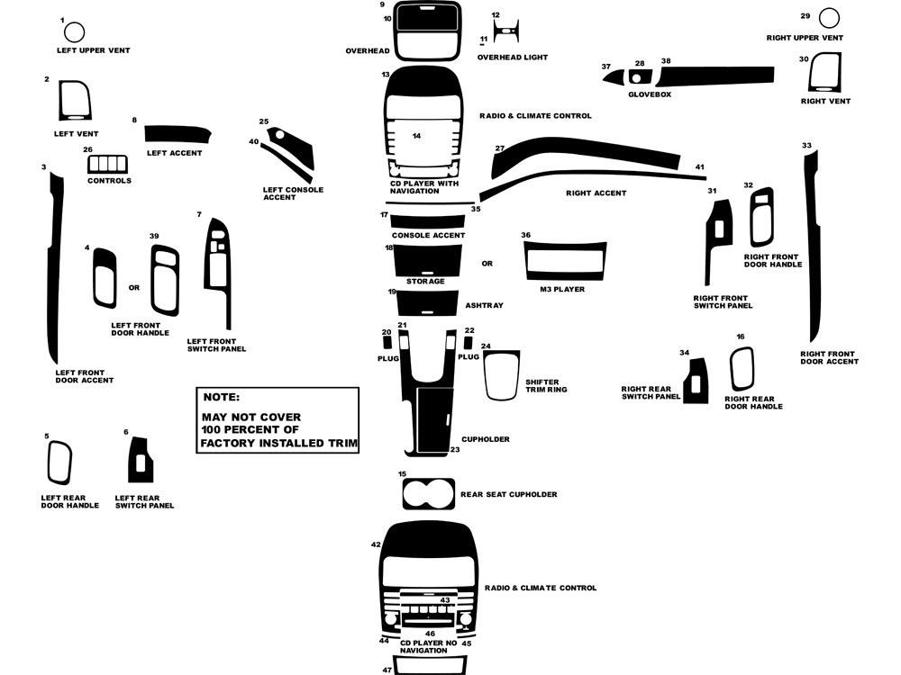 Acura TSX 2004-2008 Dash Kit Diagram