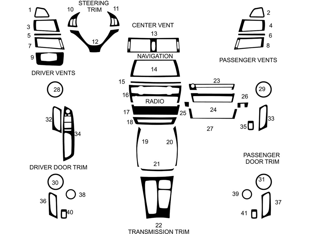 BMW X6 2008-2014 Dash Kit Diagram
