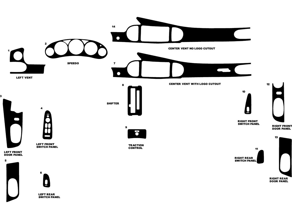 Buick Regal 1997-2004 Dash Kit Diagram