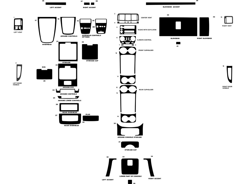 Buick Terraza 2005-2007 Dash Kit Diagram