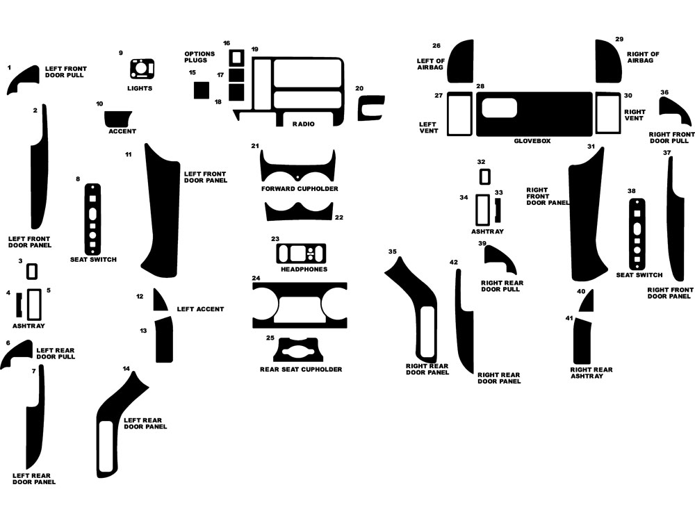 Cadillac Escalade 1999-2000 Dash Kit Diagram