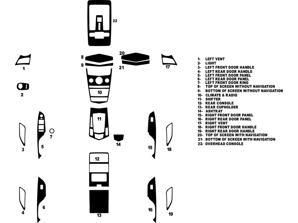 Cadillac SRX 2010-2012 Dash Kit Diagram