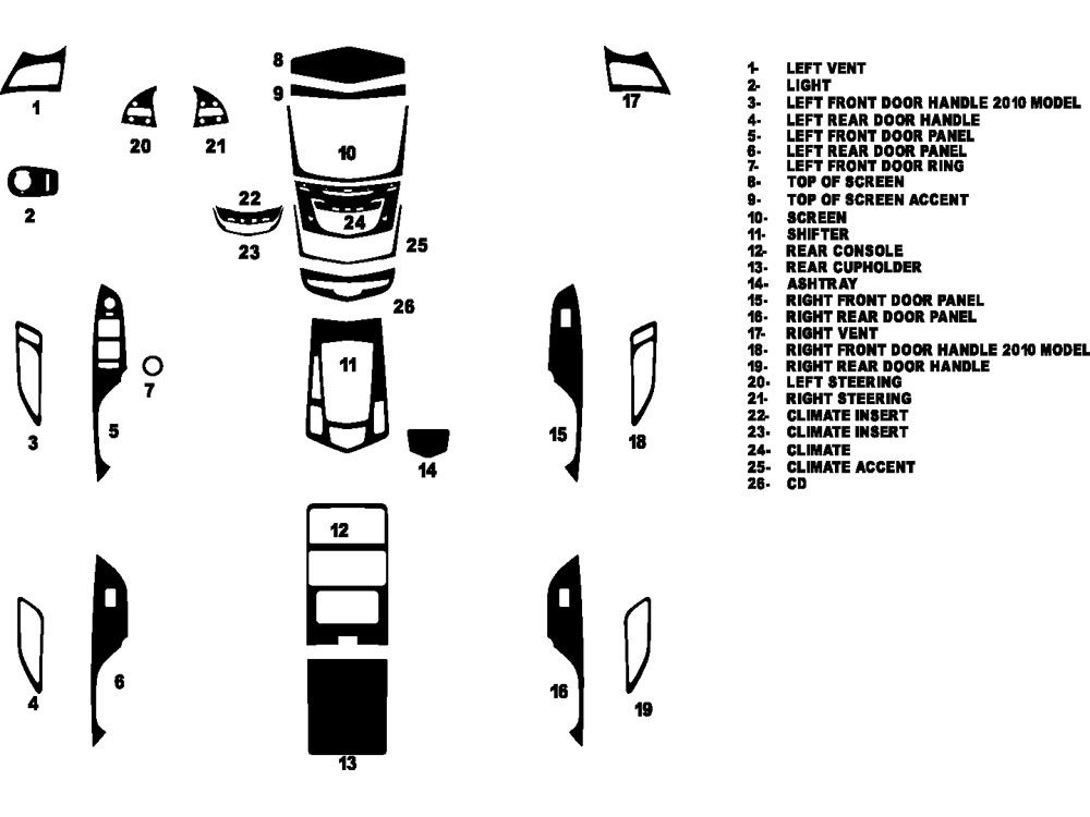 Cadillac SRX 2013-2016 Dash Kit Diagram
