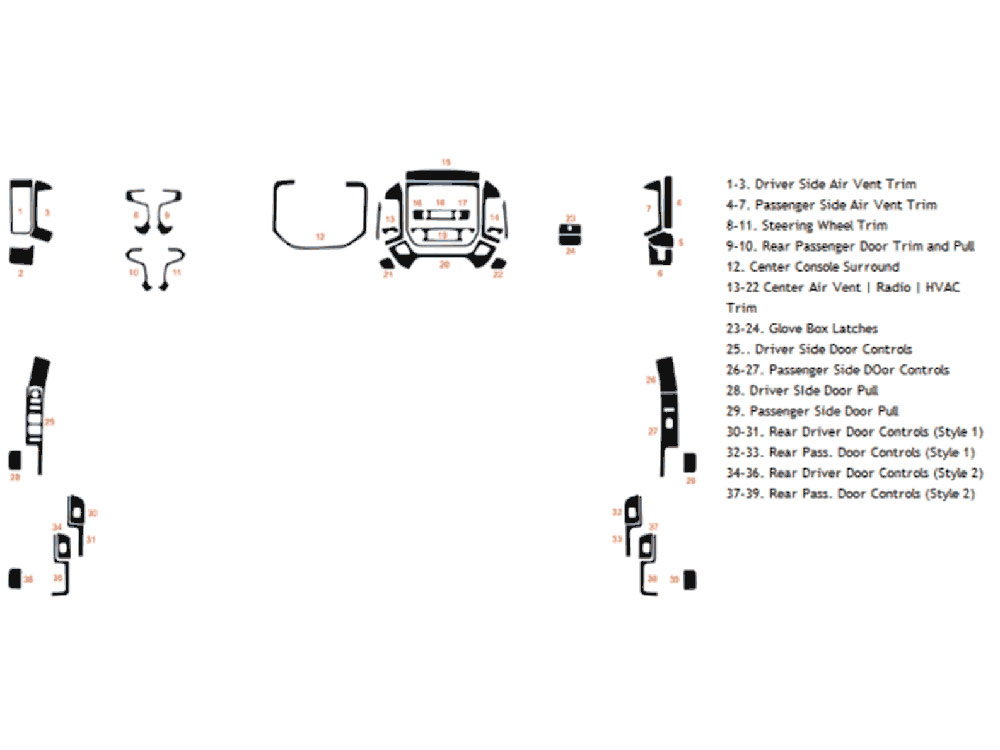 GMC Sierra 2014-2018 Dash Kit Diagram