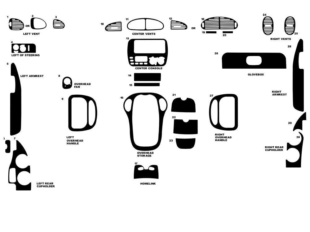 Plymouth Voyager 1996-2000 Dash Kit Diagram
