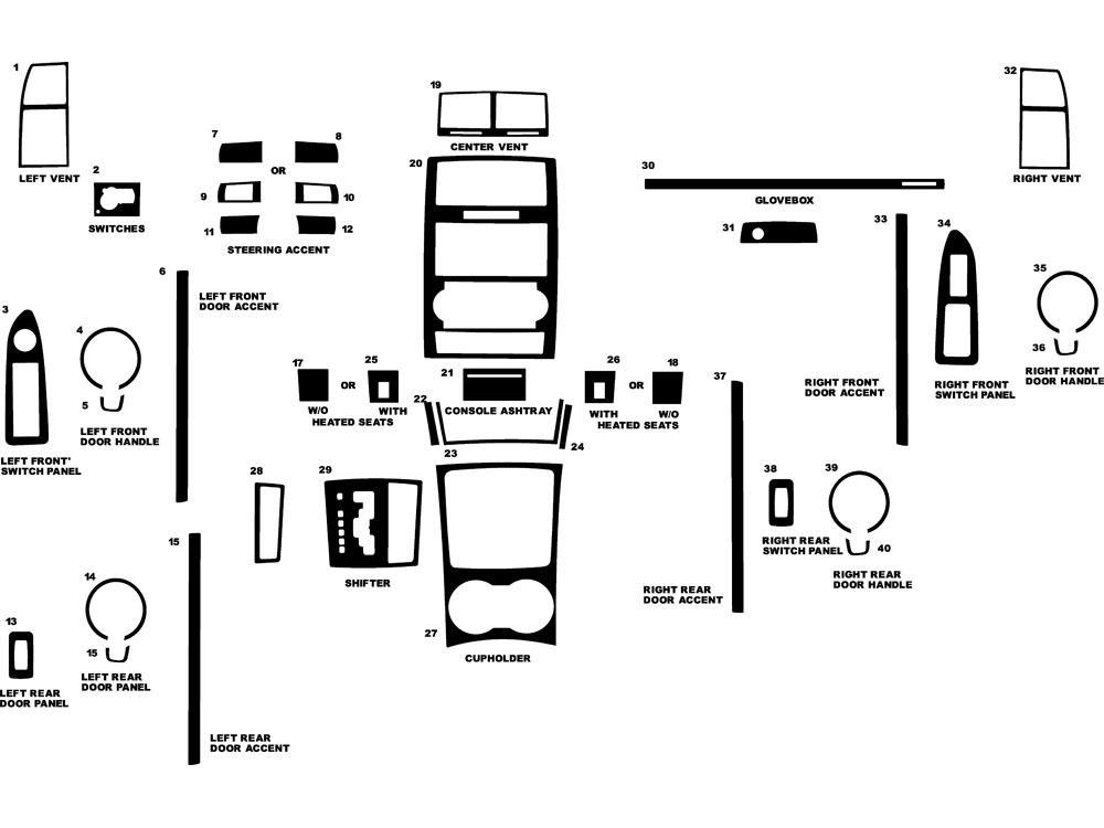 Dodge Charger 2008-2010 Dash Kit Diagram
